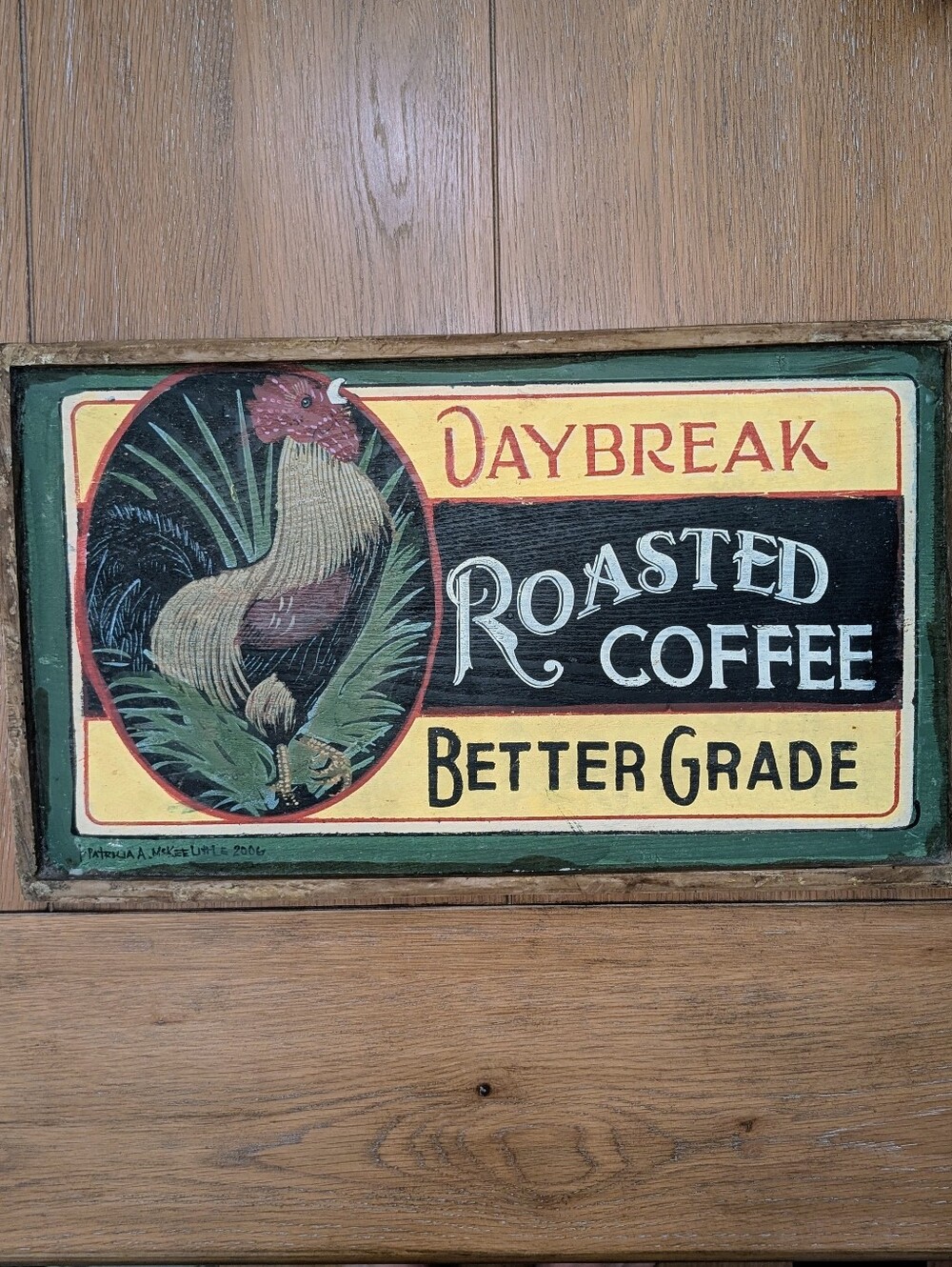 Vintage Signed Patricia A. McKee Little Wooden Roasted Coffee Wall Sign